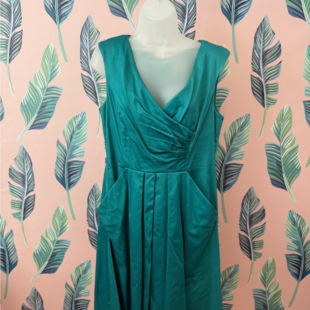 Jessica Simpson Teal Midi Dress with Pockets | Size 12